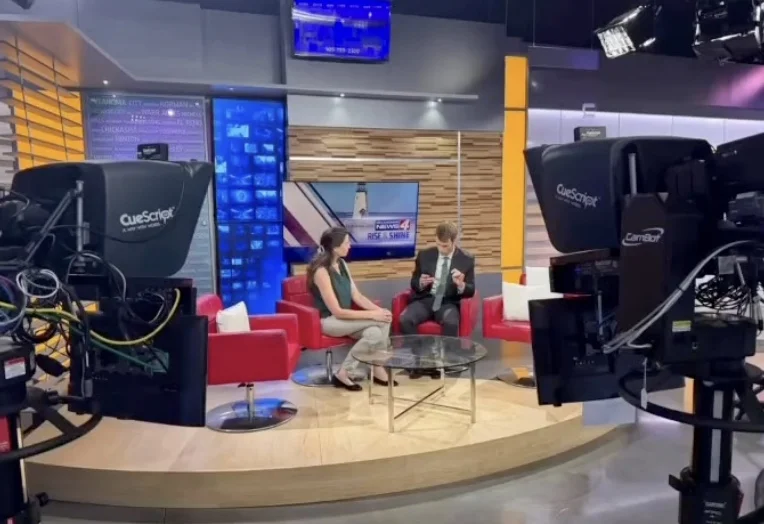 The KFOR News 4 Rise & Shine studio set during the YourSkin interview.